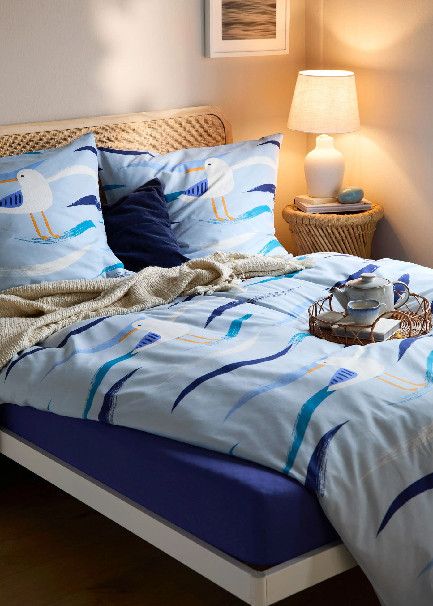 Dekbedovertrek in een katoenmix • blauw/wit • bonprix online shop