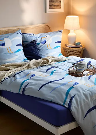 Ágyneműhuzat, pamut-keverékből • kék/fehér • bonprix áruház