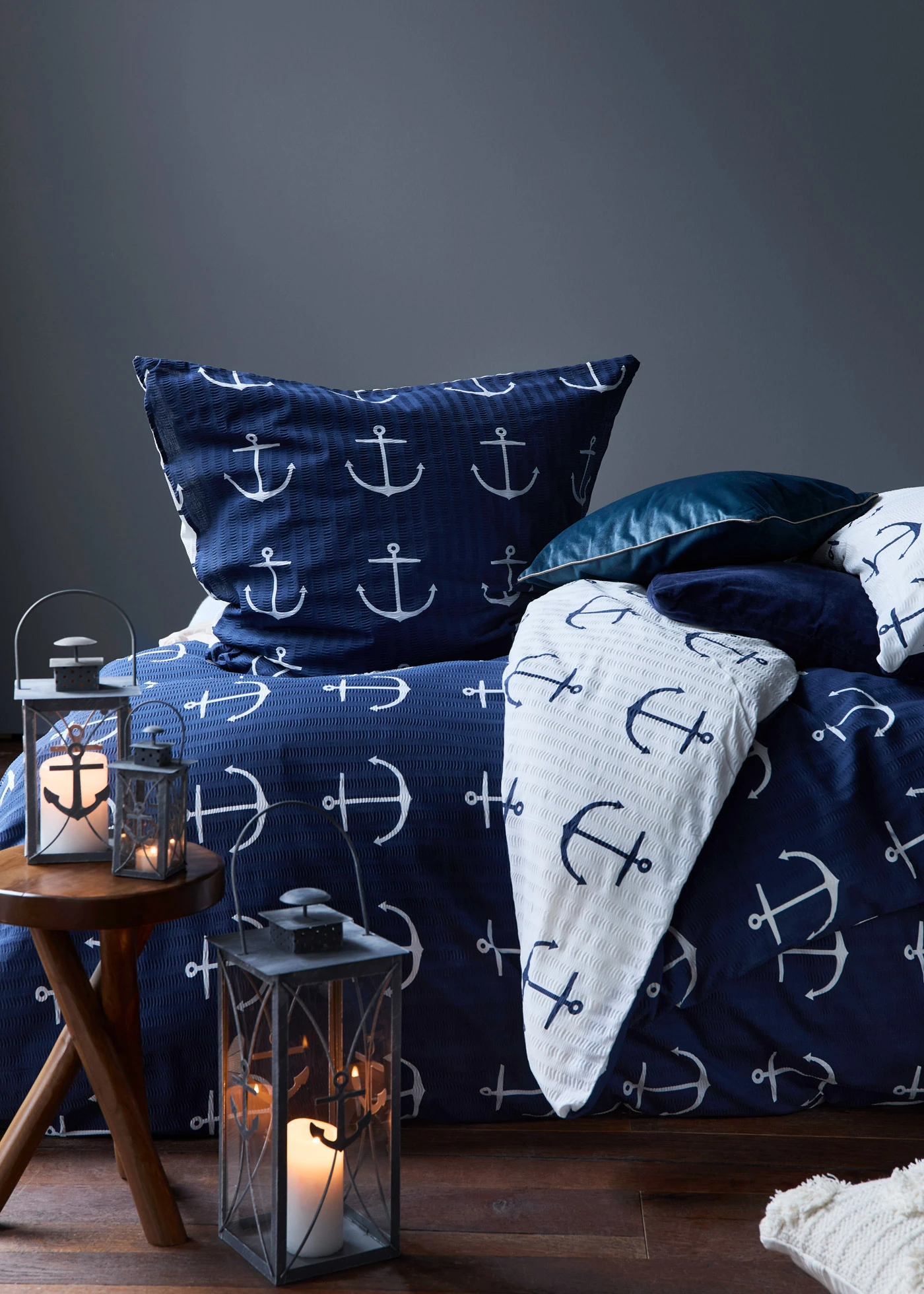 Lantaarn met anker (3-dlg. set) • grijs • bonprix online shop