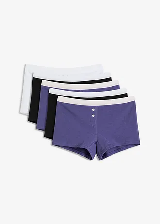 Dames boxer (set van 5) met biologisch katoen • zwart+wit+donker pacific • bonprix online shop