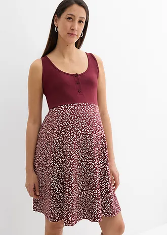 Těhotenské a kojicí šaty 2 v 1, z organické bavlny • tmavě bobulovo-bílá s květy • bonprix obchod