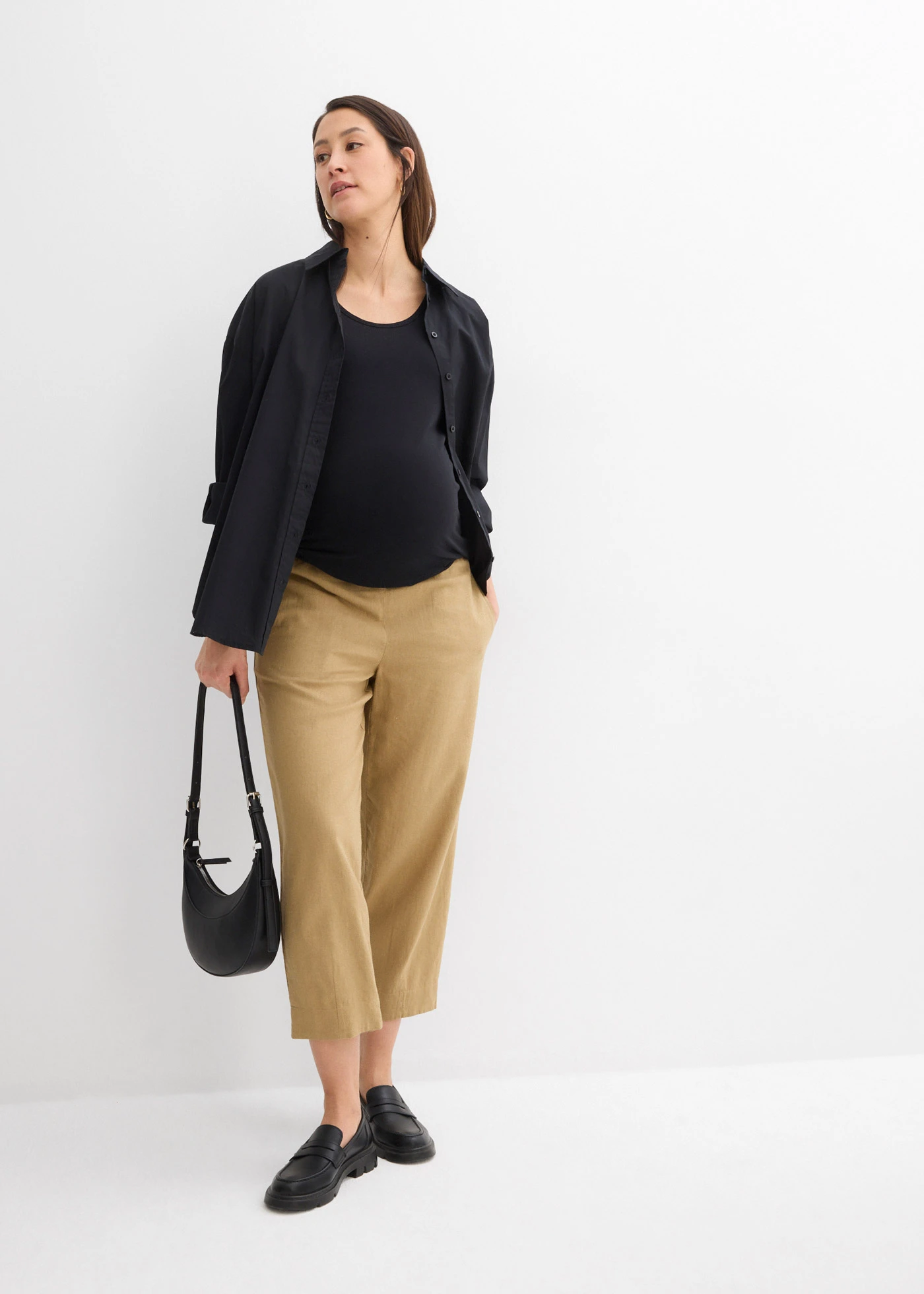 Top pentru sarcină și alăptare din bumbac (set/2 piese) • negru+negru • magazin bonprix