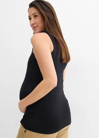Top pentru sarcină și alăptare din bumbac (set/2 piese) • negru+negru • magazin bonprix