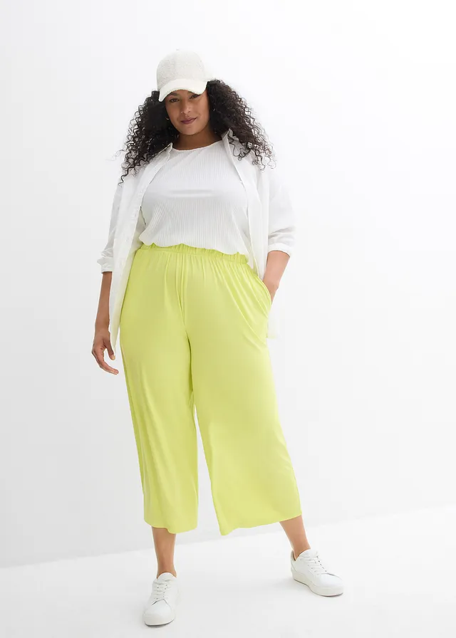 Jersey culotte van soepele viscose, Kleur: citrusgeel