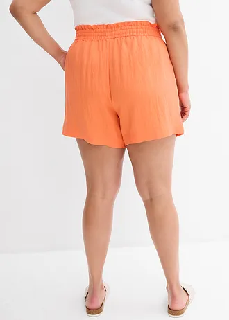 Šortky paperbag zo viskózového mixu, farba: mangová