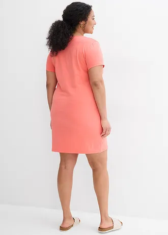 Jersey jurk met biologisch katoen en stretch, Kleur: lichtzalm