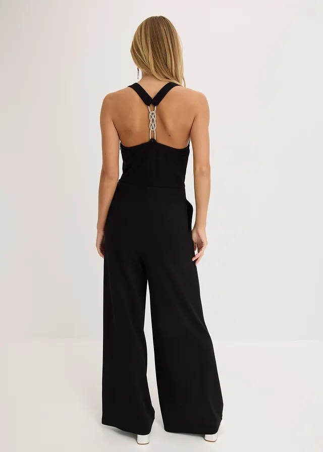 Jumpsuit met watervalhals • zwart • product-page.page-title-suffix