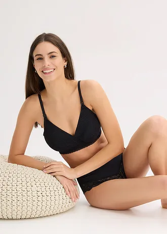 Voedingsbh zonder beugels met kant en biologisch katoen • zwart • bonprix online shop