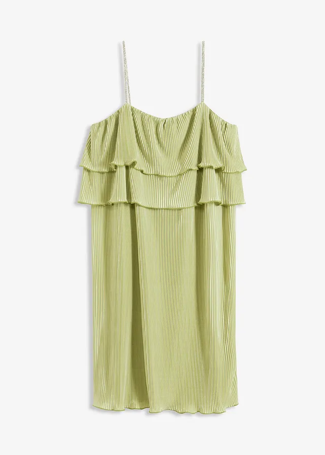 Robe en jersey plissé, Couleur: vert roseau