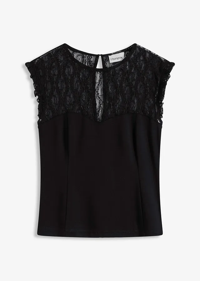 Top met kant • zwart • bonprix online shop