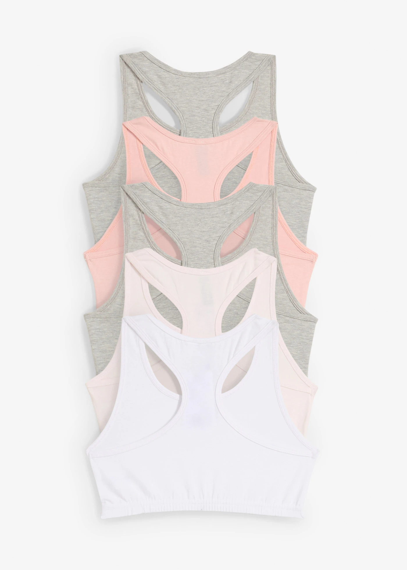 Biustonosz bustier z miękkiej bawełny (5 szt.) • róż antyczny+biały+jasnoszary melanż+kremowy • sklep bonprix