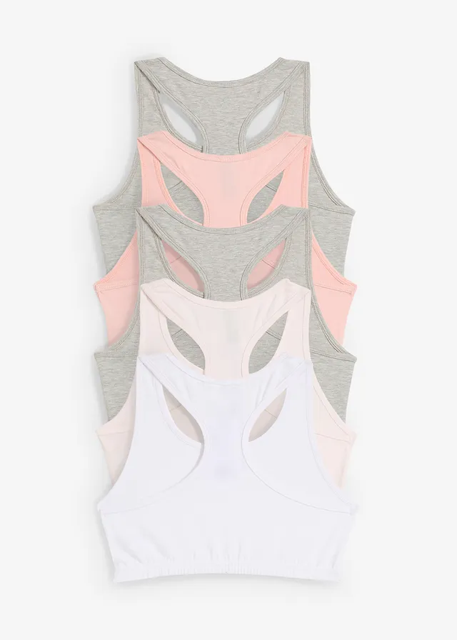 Lot de 5 brassières avec coton doux • vieux rose + blanc + gris clair chiné + crème • product-page.page-title-suffix