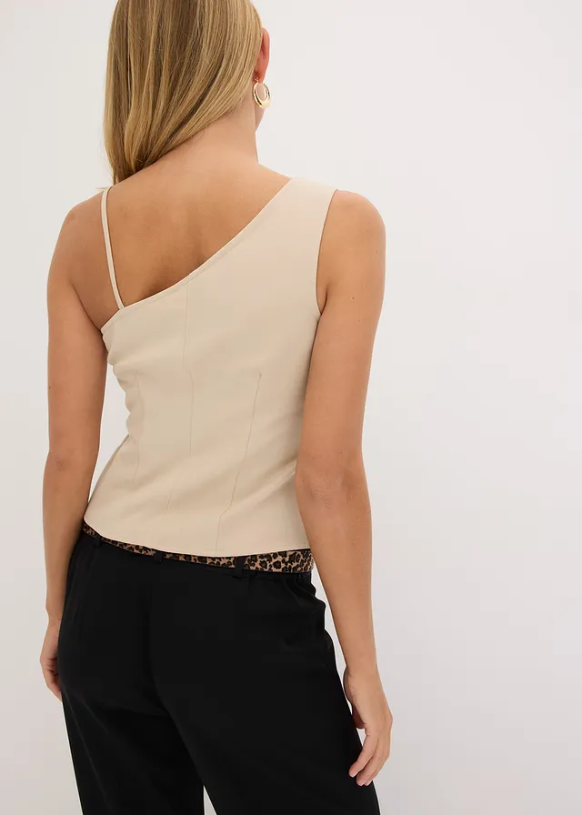 Bodywarmer met knopen, Kleur: beige