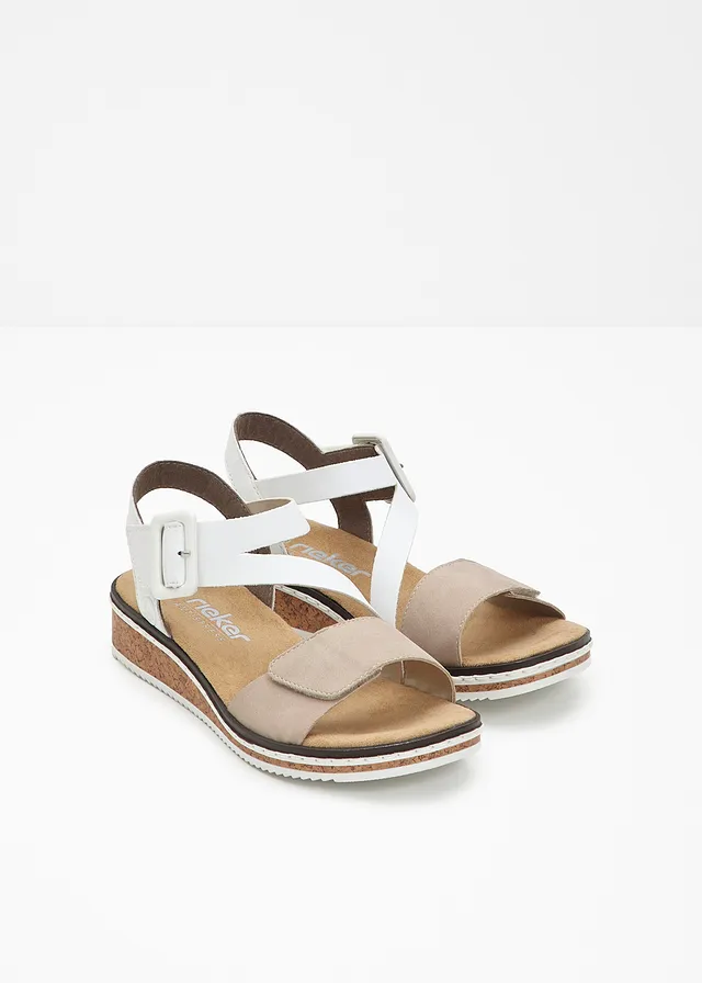 Sandalen van Rieker, Kleur: wit-beige