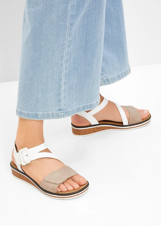 Sandales Rieker à première rembourrée, Couleur: blanc/beige