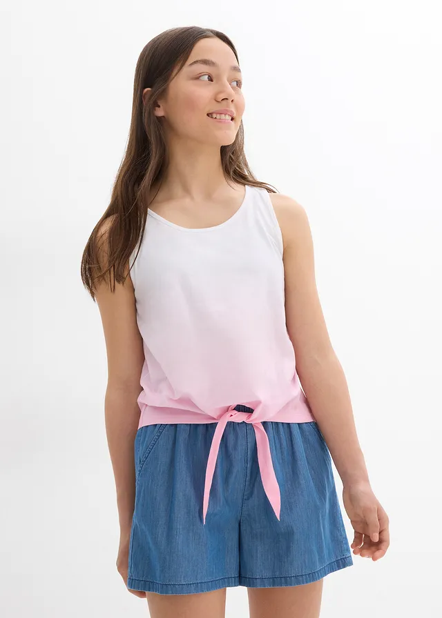 Top van biologisch katoen (set van 2), Kleur: roze+aqua