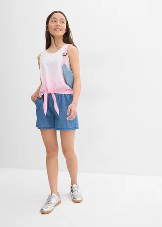 Top(set/ 2 buc.) din bumbac organic 100%, culoare: roz pal+acvamarin