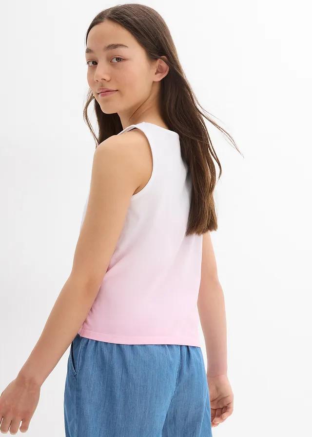 Top van biologisch katoen (set van 2), Kleur: roze+aqua