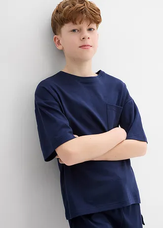 Oversize tričko s těžkou organickou bavlnou, barva: tmavě modrá