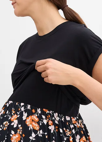 Těhotenské a kojící šaty 2 v 1, s kapsami • černo-terakotová s květy • bonprix obchod