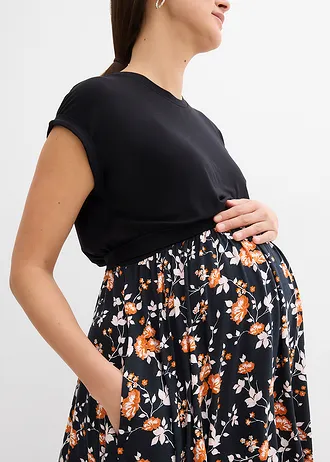 Těhotenské a kojící šaty 2 v 1, s kapsami • černo-terakotová s květy • bonprix obchod