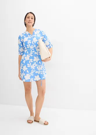 2-in-1 zwangerschapsjurk van vloeiende viscose, Kleur: wit-middenblauw gebloemd