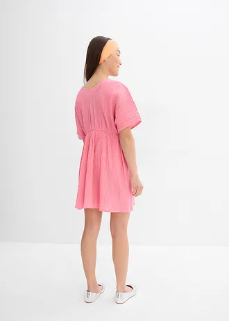 Robe caftan en coton froissé, Couleur: rose
