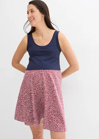 Robe de grossesse et d’allaitement en jersey coton • bleu foncé/rouge brun floral • Boutique bonprix
