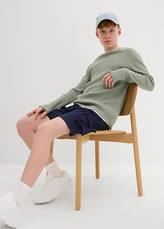 Short cargo en molleton 100% coton • bleu foncé • Boutique bonprix