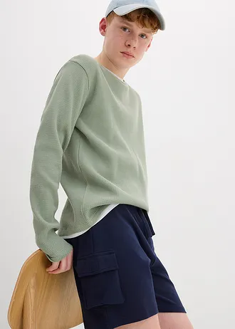 Short cargo en molleton 100% coton • bleu foncé • Boutique bonprix