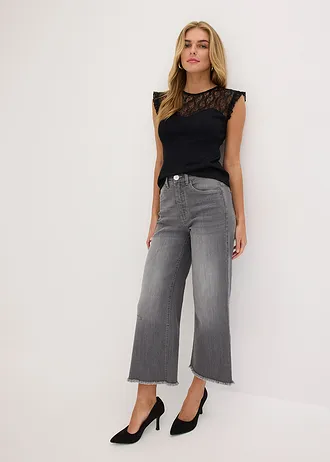 Top met kant, Kleur: zwart