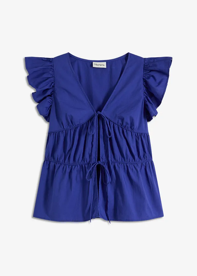 Blúzka so šnúrkami z čistej bavlny