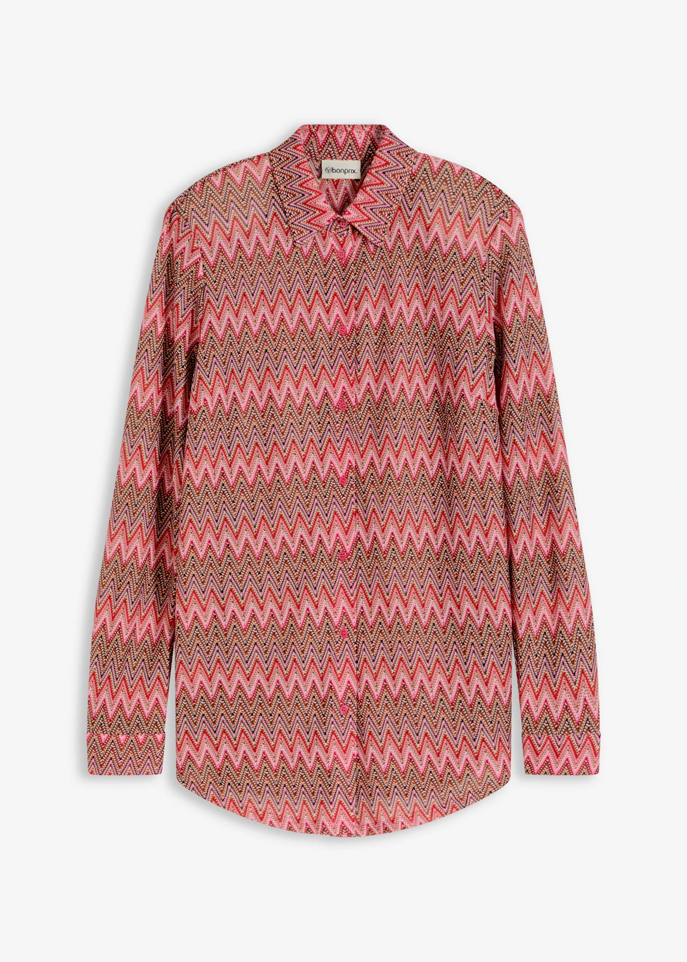 Dlouhá halenka s háčkovaným vzhledem • pink se vzorem • bonprix obchod