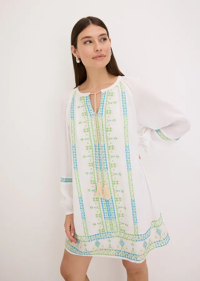 Robe courte, Couleur: blanc imprimé