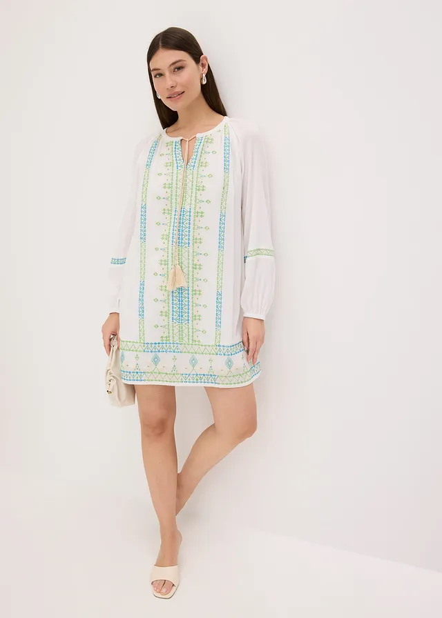 Robe courte, Couleur: blanc imprimé