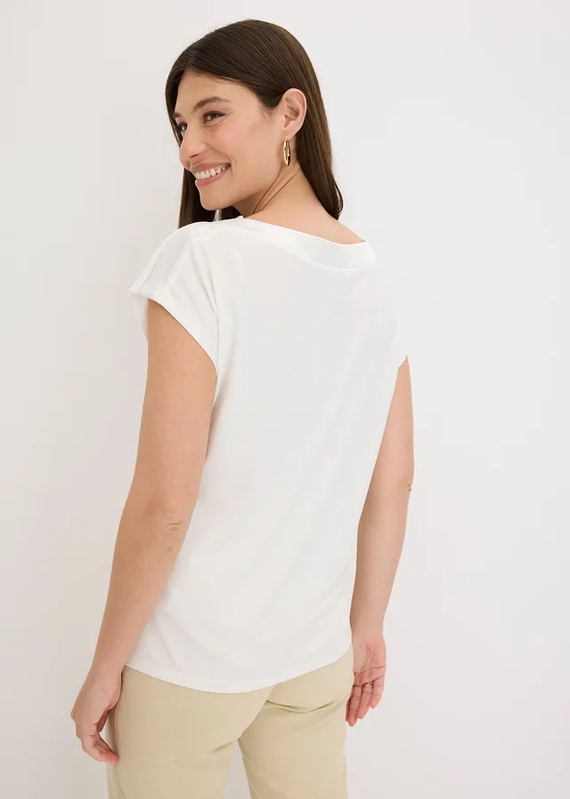 Shirt met passen van satijn • wolwit • product-page.page-title-suffix