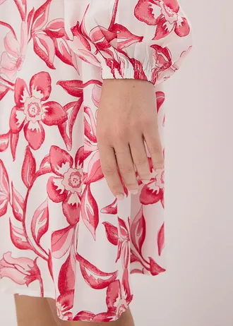 Tunikové šaty ze splývavé viskózy s potiskem • přírodně bílo-pink květy • bonprix obchod