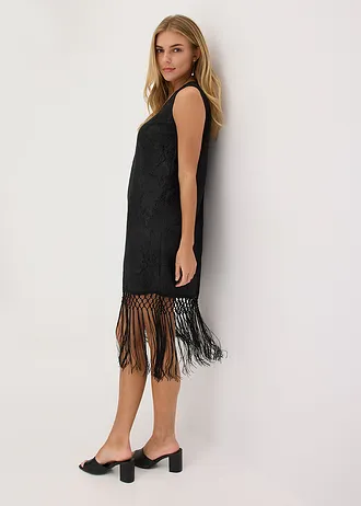 Mini jurk met franjes • zwart • bonprix online shop