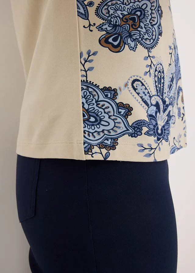 Oversized shirt met een band van kant • ecru-mat blauw paisley • product-page.page-title-suffix