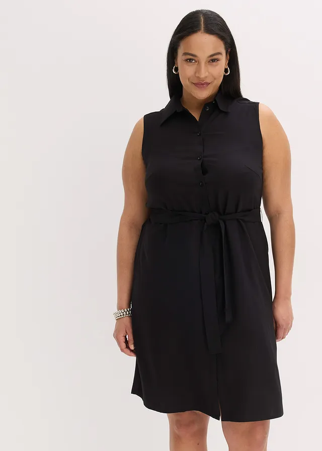 Robe chemise en viscose, Couleur: noir