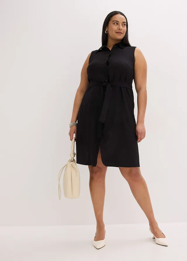 Robe chemise en viscose, Couleur: noir