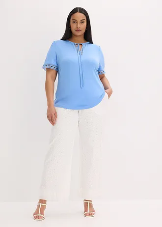 Shirt tuniek met kanten lint, Kleur: middenblauw
