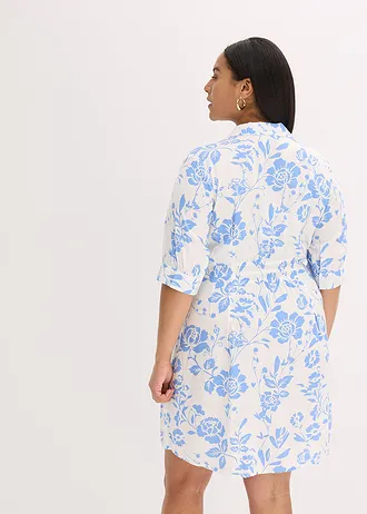 Blousejurk van soepele viscose, Kleur: middenblauw/wolwit gebloemd