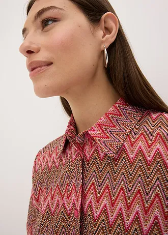 Dlouhá halenka s háčkovaným vzhledem • pink se vzorem • bonprix obchod