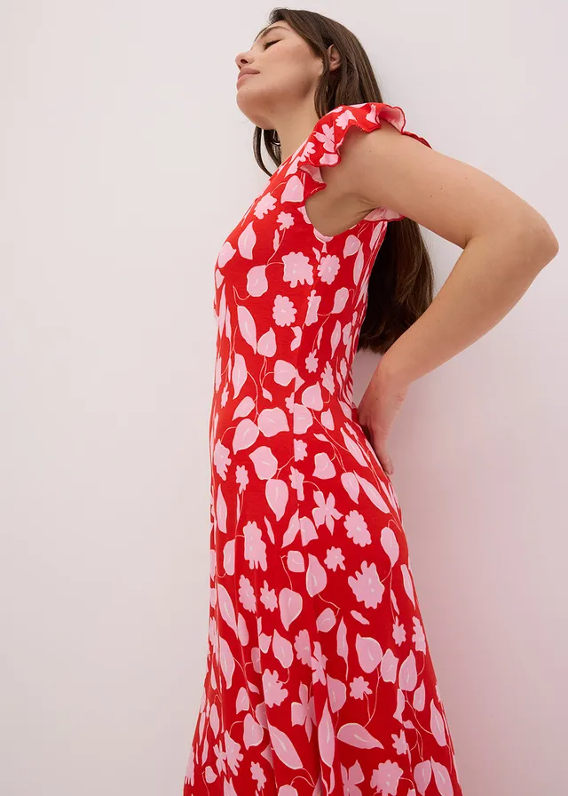Robe imprimée en jersey viscose • rouge floral • product-page.page-title-suffix
