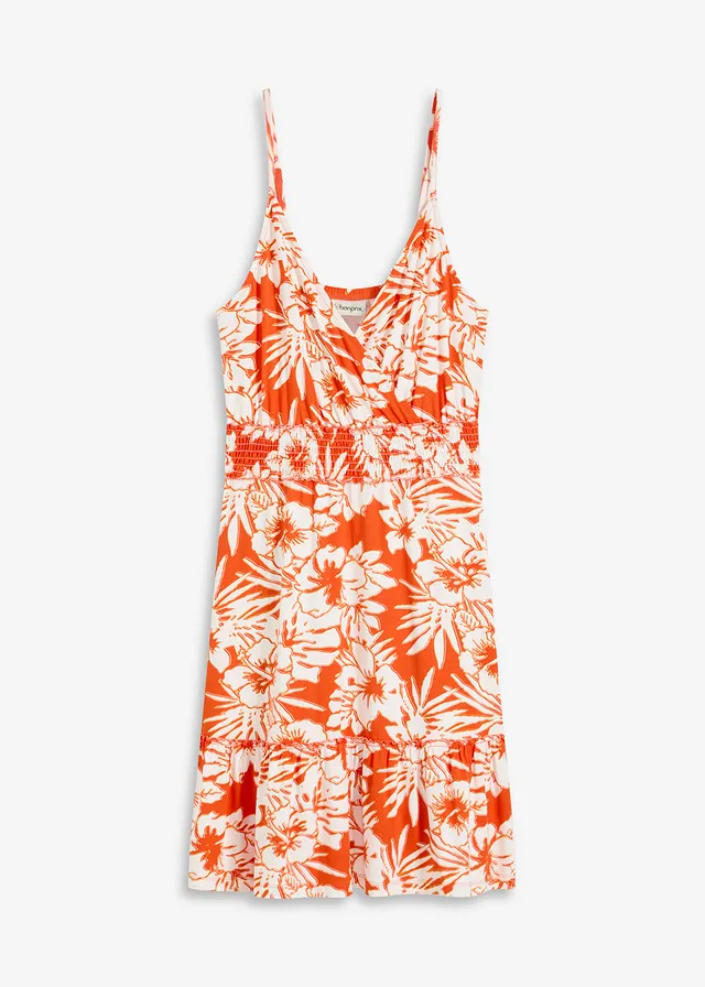 Rochie cu bretele și imprimeu din material moale, cu viscoză