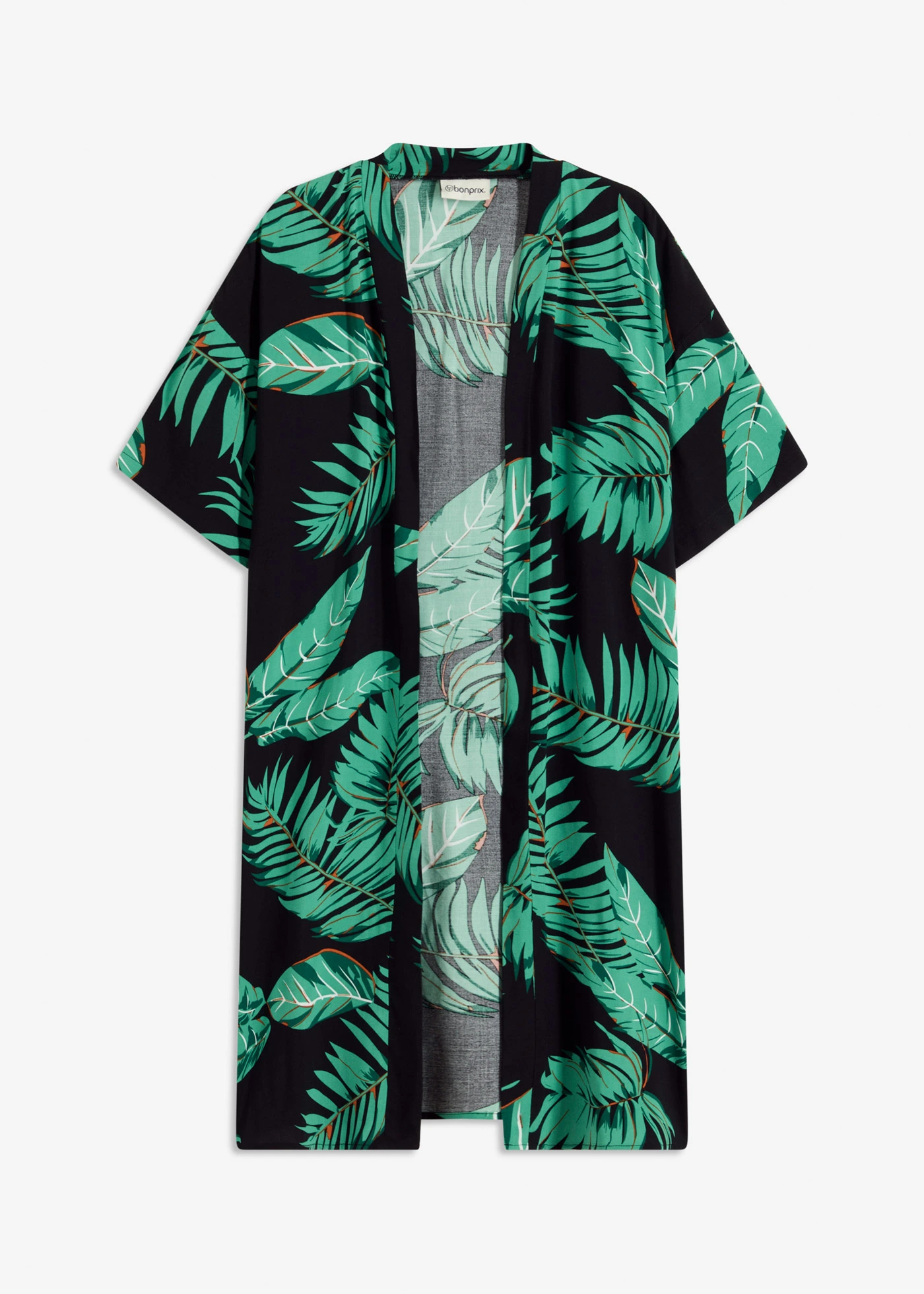 Kimonová halenka ze splývavé viskózy • černá s květy • bonprix obchod