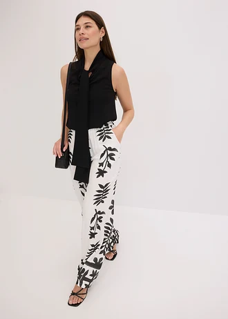 Pantalon imprimé en viscose fluide • blanc/noir floral • Boutique bonprix