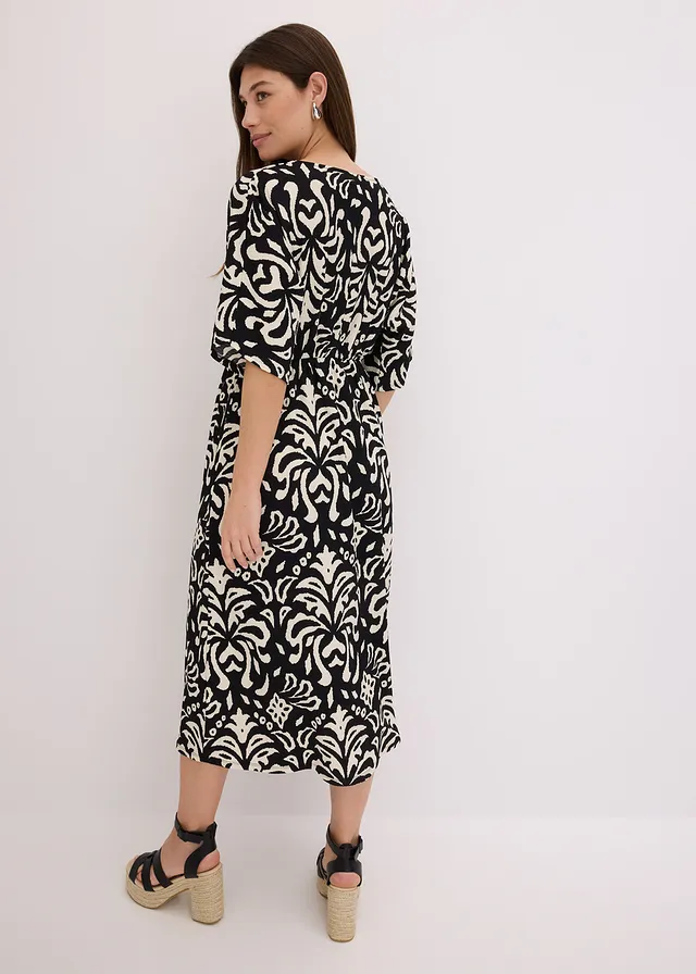 Robe en jersey, Couleur: noir / blanc