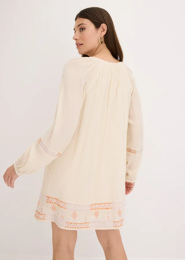 Mini jurk, Kleur: ecru met print